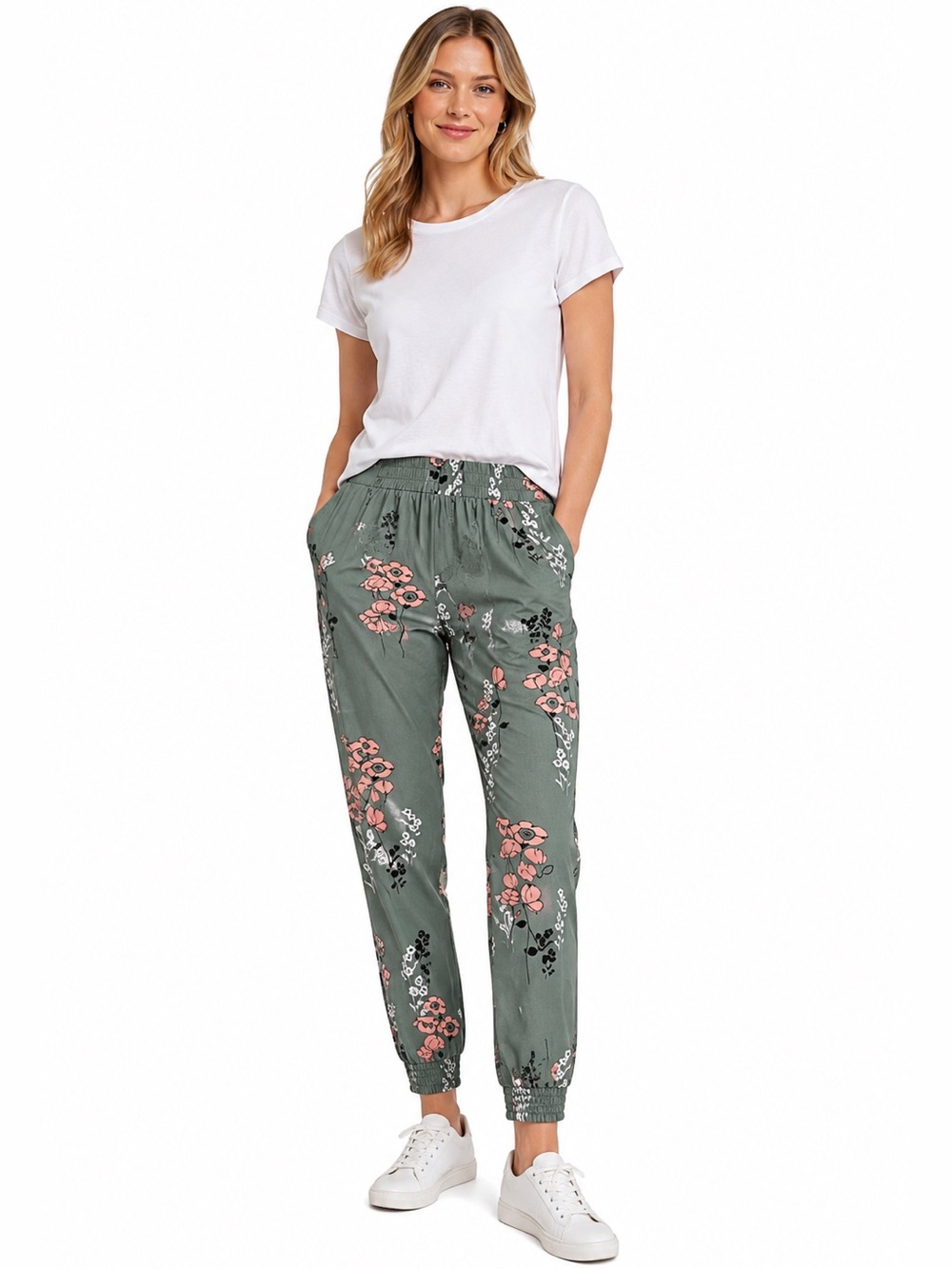 Maloja Women's LantschettaM Casual Cotton Trousers M Green floral print
